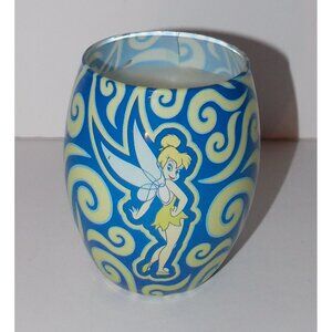 Disney Tinker Bell Candle 4in Peter Pan Parks Glass Blue Fairy Home Decor